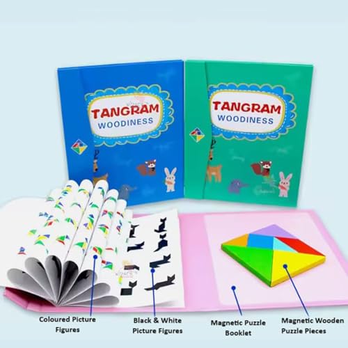 Image of Wishkey Magnetic Tangram Puzzle for Kids Ages 3-10, Montessori Travel Games & STEM Brain Teasers, Educational Jigsaw Shape Toy for Road Trips, Hands-On Learning & Thinking Skills