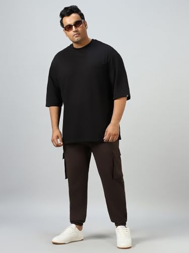 Image of Bewakoof Air 1.0 Men's Solid Oversized Plus Size Joggers