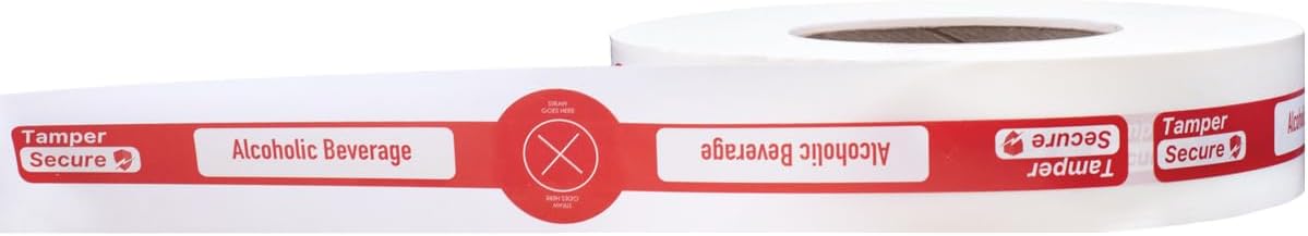 Alcohol to-Go Drink/Straw Tamper Evident Proof Seals for Food Safety - to-Go Drink Stickers with Secure, Easy to Peel Stickers, 0.625 x 10 Inch, 500 Total Labels on a Roll