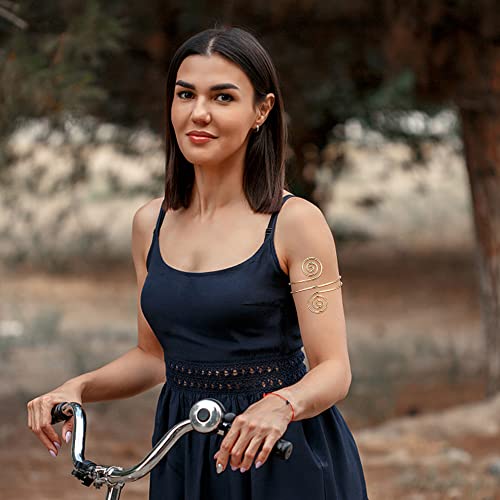 Fansilver 6-9PCS Arm Cuff Upper Band Cuff Bracelet for Women Minimalist Adjustable Arm Cuff Gold Open Simple Armlet Armband Set4