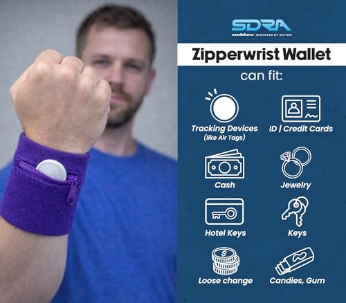 Image of Suddora Zipper Wrist Pouch - Sweatband /Wristband Wallet for Keys, ID, Cards, Cash