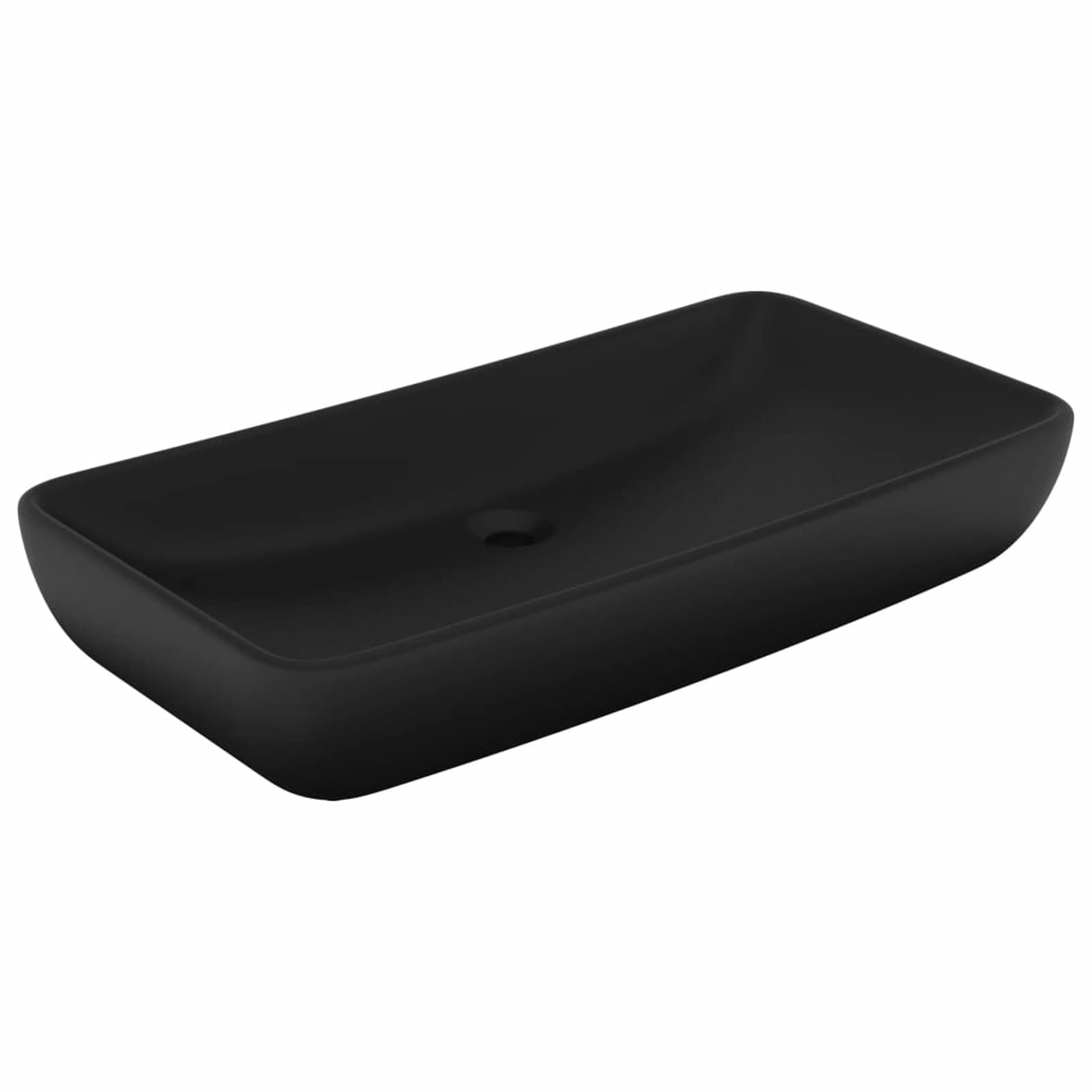 Homgoday Lavabo de lujo rectangular negro mate 71 x 38 cm de cerámica, lavabo pequeño baño, tapón lavabo baño, lavabo, filtro lavabo baño, tapones de desagüe lavabo baño