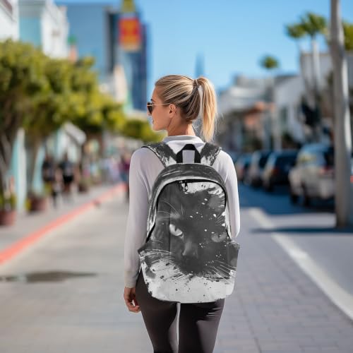 Sac à dos pour ordinateur portable chat noir confortable contre le mal de dos