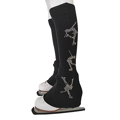 LIUHUO Jambières de patinage artistique pour adultes et enfants, Noir 1, KneeSock-1