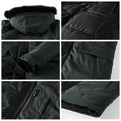 Image of WEEN CHARM Men's Warm Parka Ski Jacket Water Resistant Puffer Jacket Long Winter Coat with Removable Faux Fur Hood