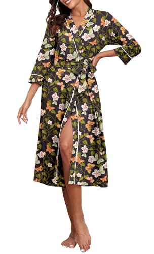 Image of PrinStory Womens Robe Long Knit Bathrobe Lightweight Soft Robes Ladies Bath Robe
