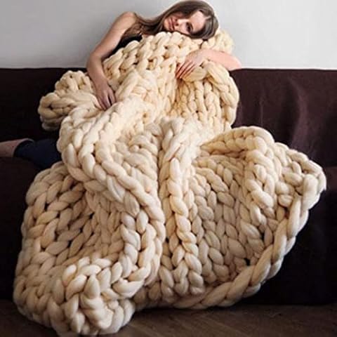 YYHJ Super Chunky Knit Blanket, Merino Wool Blanket, Extrem Knitting, Chunky Blanket, Giant Super Chunky Knit Blanket Cover