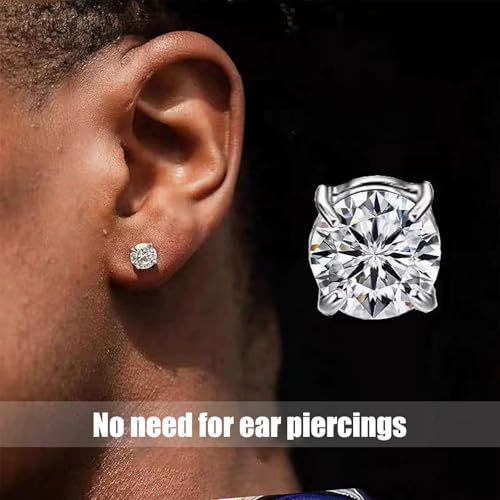 5 Paare Magnetohrringe, Magnet Ohrringe Damen, Intarsien Nicht Durchbohrend, Kein Piercing Magnetische Ohrringe für Herren Mann Damen Silber, Rund/Quadratisch