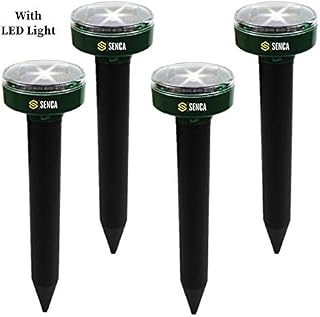 SENCA LED Solar Powered Sonic Mole Repellent, 4 Pack, Ultrasonic Pest Repeller, Repel