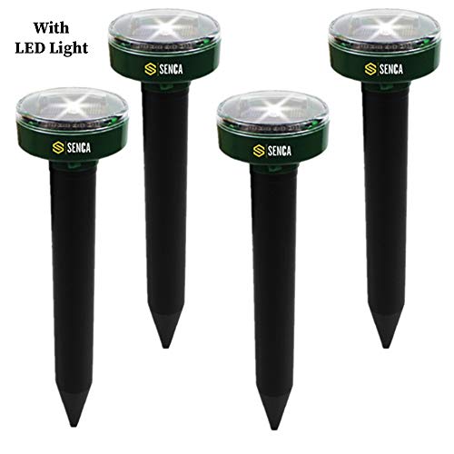 SENCA LED Solar Powered Sonic Mole Repellent, 4 Pack, Ultrasonic Pest Repeller, Repel