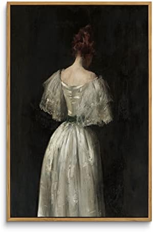 InSimSea Framed Canvas Wall Art Home Decor, Vintage Women Portrait Artwork Large Canvas Wall Art, Mid Century Modern Art Kitchen Office Farmhouse Bathroom Decor - 16x24in