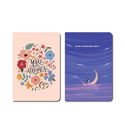 Image of FACTOR NOTES A6 Notebook Combo Pack (Soft & Wild) | Set of 2 Cute Aesthetic Pocket Notebooks | 160 Pages Each, 90 GSM Thick Paper | Cute Aesthetic Notebooks for Women