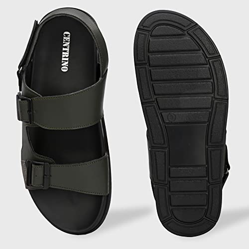 Image of Centrino Men's Durable Flip Flops, Sturdy Grip, EVA Sole & Cushioned Footbed, Hook & Loop Straps Beach Sandals - For Travel, Walking Slippers (6333)