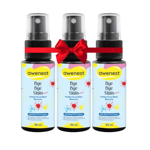 Image of awenest Instant Fabric Stain Remover Spray | Bye Bye Food Stain | Removes 50+ Stains | Toxin-Free | Eco-friendly & Plant-Based | 90ml (Pack of 3) - Perfect for Clothes, Sofas, Car Seats and more