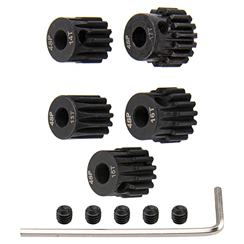 5Pack ShareGoo Steel 48P 3.175mm Pinion Gear Sets 13T 14T 15T 16T 17T fit 3.175mm (1/8-Inch) Shaft...