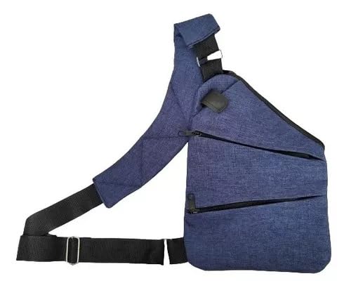 Bolsa De Ombro Bag Pochete Transversal Slim Impermeável Antifurto… (Azul-Marinho)