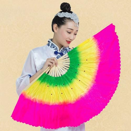 Éventails de danse Yangge 51 cm pour chorégraphie double face synchronisée - 2