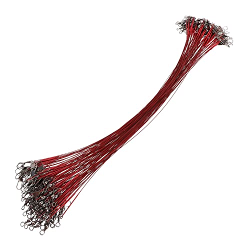 GANAZONO 100pcs Twine Lures Net Sea Accessories Clamp Phone Swivel Snare Rod Wire Leader Rigs Tackle Accessory Rig for Steel Red