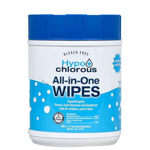 Image of Hypo+Chlorous Hypochlorous Acid Wipes – 100 Count Unscented, Non-Toxic Cleaner for Skin, Baby, Pet, Home & Gym – Bleach-Free