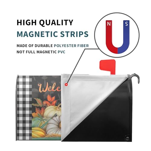 Image of Autumn Fall Pumpkins Magnetic Mailbox Covers Standard Size 18 inchx21 inch Thanksgiving Harvest Welcome Fall Mail Box Wraps Holiday Post Letter Box Cover for Garden Yard Outside