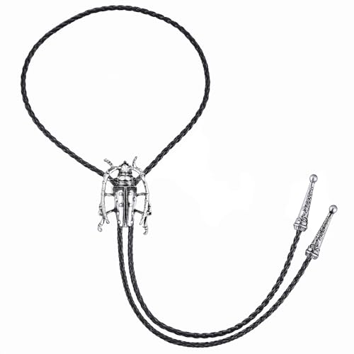 Image of GelConnie Bolo Ties for Men Women Western Cowboy Tie Mens Western Necklace Leather Necktie Gold Bolero Tie Cowboy Necklace