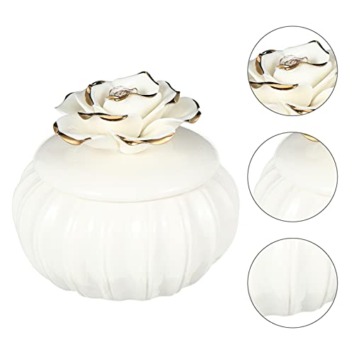 Hemoton Ceramic Jewelry Box With Lid Small Jewelry Organizer Holder Decorative Jewelry Trinket Box Gifts For Home Decoration #TOP2