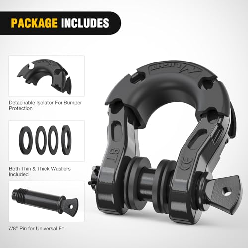 Image of Nilight 2 Pack 3 /4 inch Mega D-Ring Shackle with 7 /8 inch Screw Pin 68,000LBS Break Strength, Heavy Duty Off Road Recovery Shackle for Use with Tow Strap, Winch, Off-Road Jeep Truck Vehicle