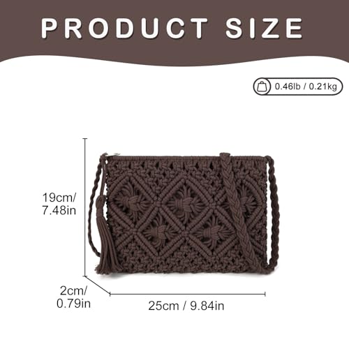 Image of Gladdon Bohemian Small Crossbody Bag for Women Stylish Woven Shoulder Purse | Hand Weaving,Small Boho Crossbody,Lightweight,with Tassel,Travel Vacation,Daily Use,Sturdy Straps,Showcasing Individuality