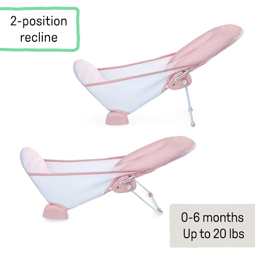 Image of Ingenuity Foldaway 2-Position Bather, 2-Position Adjustable Support Baby Bath seat for Sink or Bathtub, Ages 0-6 Months, up to 20 pounds, Pink