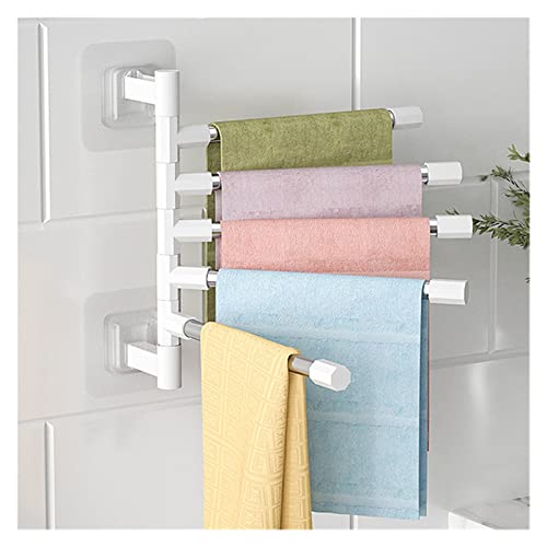 Toallero de baño giratorio de aluminio con 5 barras y colgador de pared 4