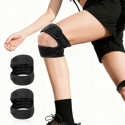 #VerdientProvisionen<br>2 Stuck Patellasehnenbandage Patellasehnen Knee Strap Verstellbarer Bandage Knie Patellasehne Kniestütze für Damen und Männer beim Sport Laufen Springen Basketball Outdoor(schwarz)