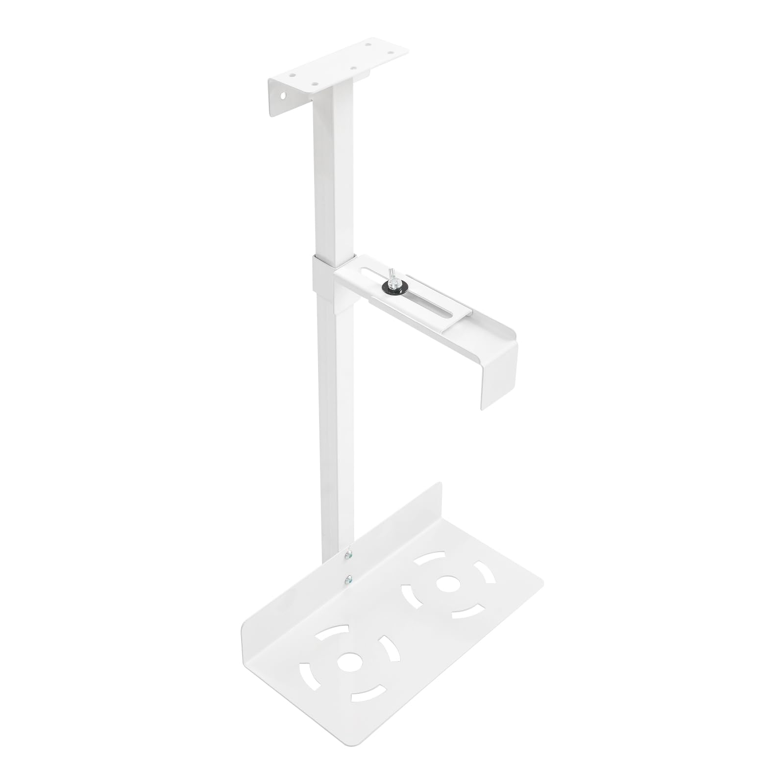 Support PC sous bureau, support PC réglable avec trous de refroidissement de plaque de base pour grands PC gamer, support mural pour PC, gain de place, capacité de charge 30 kg (blanc)