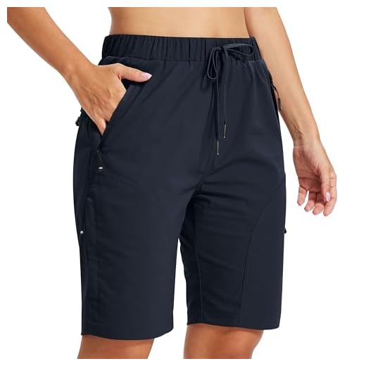 MoFiz Short Cargo Femme Short Bermuda Golf Léger Sèche-Rapide Shorts de Randonnée Course Voyage Sport avec 5 Poches Bleu Marine Taille EU M