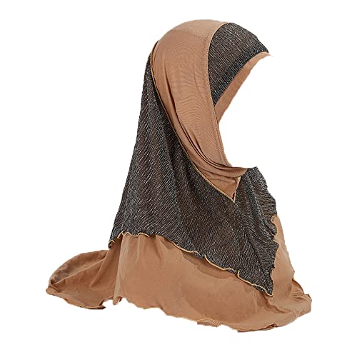 Womens splicing Muslim Hijab Headscarf Bling Long Turban Headscarf Wrap Headwear