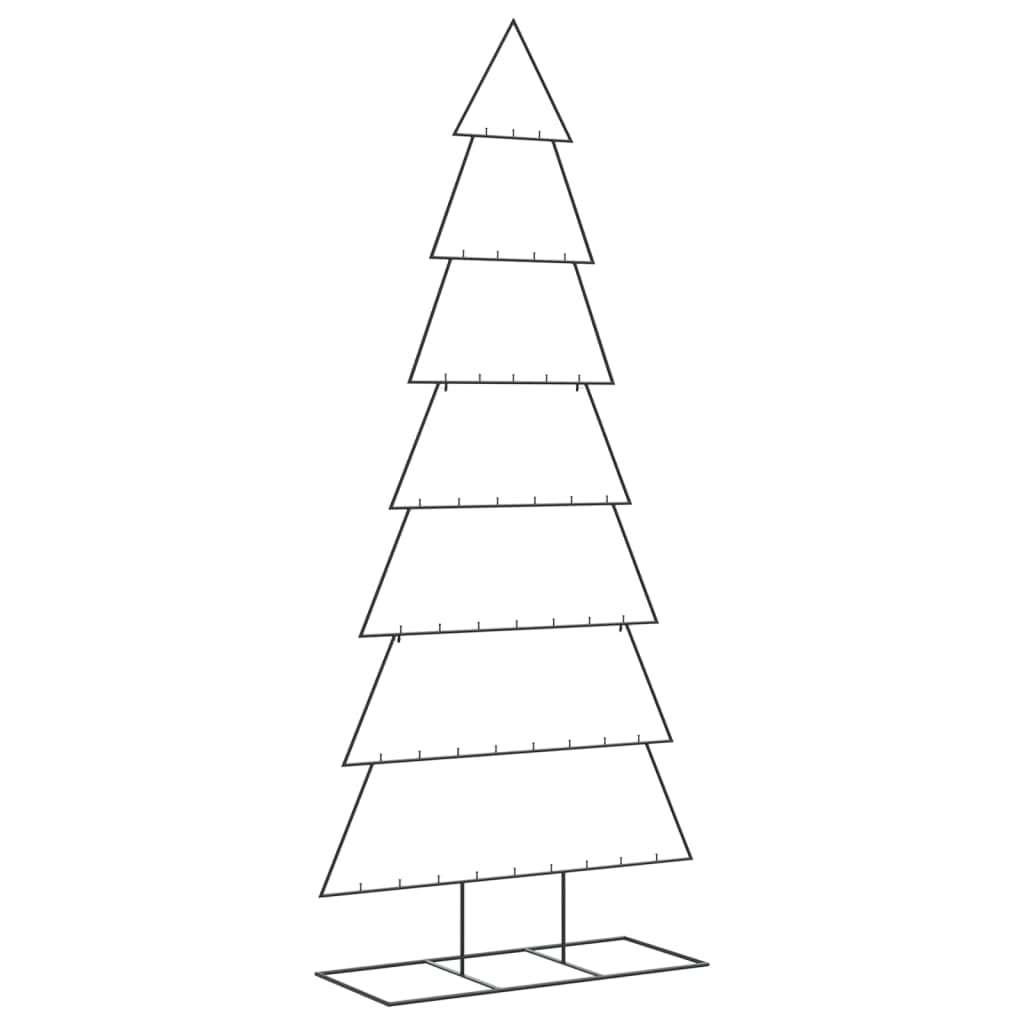 vidaXL Black Metal Christmas Tree Decoration - Outdoor Artificial Xmas Tree with 42 Hooks & Sturdy Stand, Powder-Coated Steel, 210 cm Height & Space-Saving Design