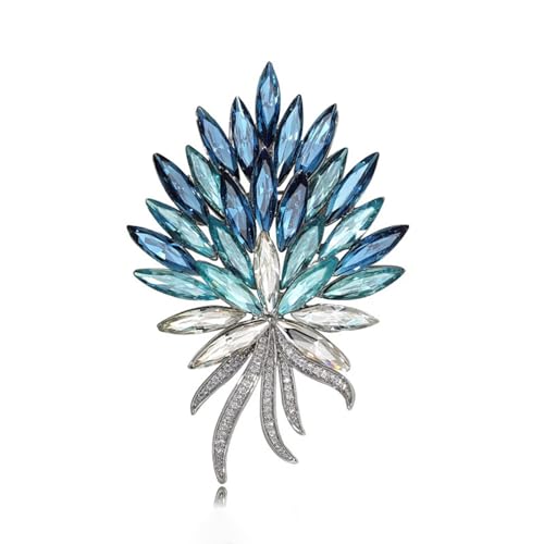 Image of Sparkling Rhinestone Flower Brooch Pin Premium Blue Purple Crystal Flower Brooch Lapel Pins Vintage White Rose Broochs Clothes Hat Bag Dress Clothing Jewelry for Women