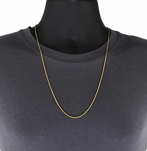Nuragold 14K Yellow Gold 4Mm Rope Chain Diamond Cut Pendant Necklace, Mens Womens Lobster Clasp 20" 22" 24" 26" 28" 30" - Real Gold Jewelry #TOP3