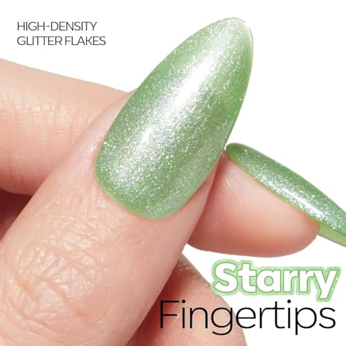 Image of modelones Glitter Green Nail Polish Grape Gel Nail Polish Soak-Off UV Gel Polish - 28+ Days Long-Lasting Salon-Quality Nail Art for st patricks day decorations DIY Manicure & Gift 15ML