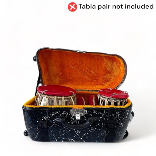 Image of Tabla Fiberglass Case With Trolley And 360� Wheels For One Tabla And One Bayan (BLACK SPLASH 1)