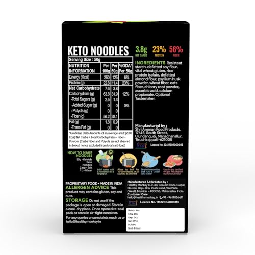 Image of Ketolab Keto Noodles Spaghetti, 200 Gms (Pack of 2), 3.8g Net Carb & 23% High Protein /Serving, Identical to Regular Noodles, Low Carb, High Fibre, Low GI, Keto Diet, Weight Loss, Diabetic Friendly