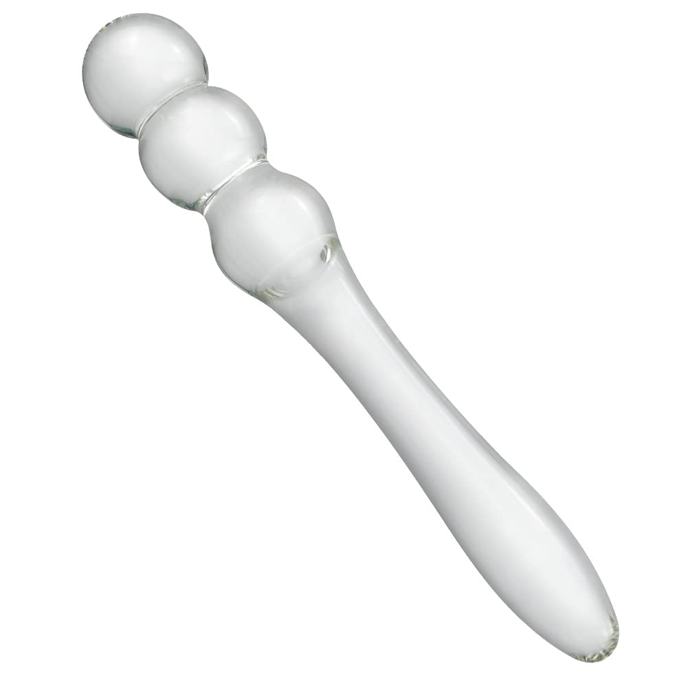 Plug anal de cristal con mango cónico y 3 perlas para la estimulación del punto G Varita de placer de cristal y para la estimulación de la próstata Consolador anal para pareja Hombre Mujer