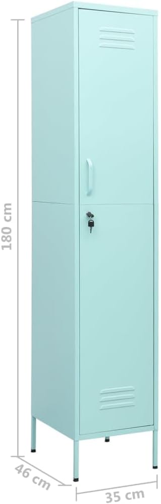 Mint Steel Locker Cabinet with Adjustable Shelves and Secure Locking Mechanism, 4 Shelves for Ample Storage Space, 14.6x18.1x70.9 Inches, Modern Office or Home Organizer