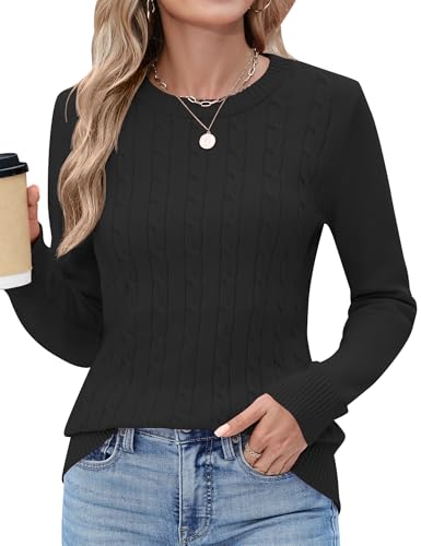 Image of Rapbin Sweaters for Women Long Sleeve Crew Neck Casual Ribbed Knit Pullover Tops Loose Casual Basic Winter Outfits