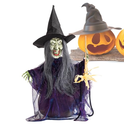 Décoration de sorcière activée par la voix avec yeux LED rouges Halloween - 4