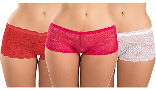 Image of FIMS - Fashion is my style Cotton Lycra Net Boy Short Panty for Womens, Mid Rise, Satin, Hipster Panties, Daily Use, Back and Front Coverage, Brief, See Main Image to Check How Many Panty You Will Get