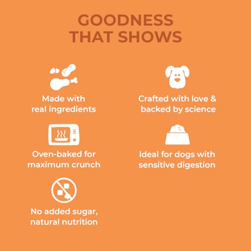 Image of Crunch-a-Licious Chicken & Peanut Butter Dog Biscuits for Puppies & Adult Dogs | Gluten-Free Crunchy Treats Made with Real Chicken Protein | Healthy Training & Reward Snacks | 800g