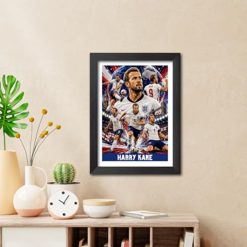 Image of TenorArts Harry Kane England Poster Worldcup Themed Laminated Photo Frame Painting with Matt Finish Black Texture (12 inches x 9inches)