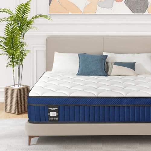 Queen Size Mattress, 12 Inch Bed in Box, Medium Firm Hybrid