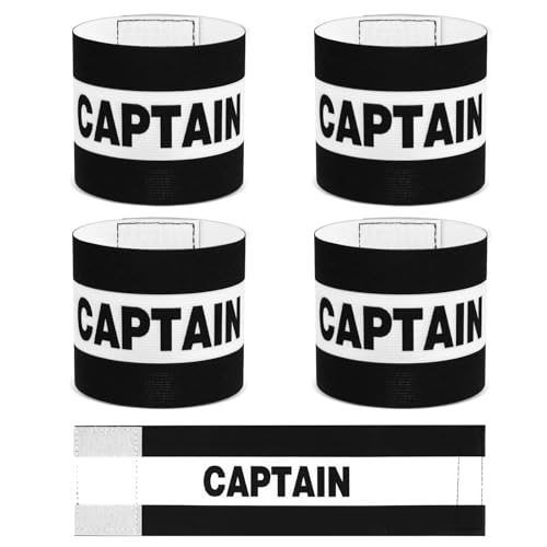 4 Pcs Captain Arm Bands for Soccer, Black Adjustable Soccer Captain Armband, Arm Bands Football for Adults and Youth, Suitable for Rugby, Basketball, Volleyball Teams