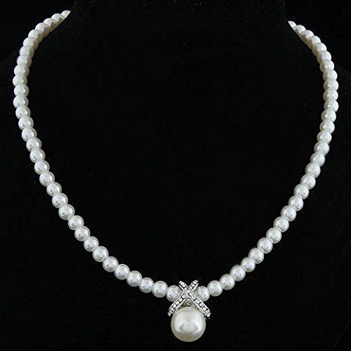 Korean Fashion Full Imitation Pearls Cute Rhinestone Pendant Necklace Hot Sale Jewelry For Women (CSP049)